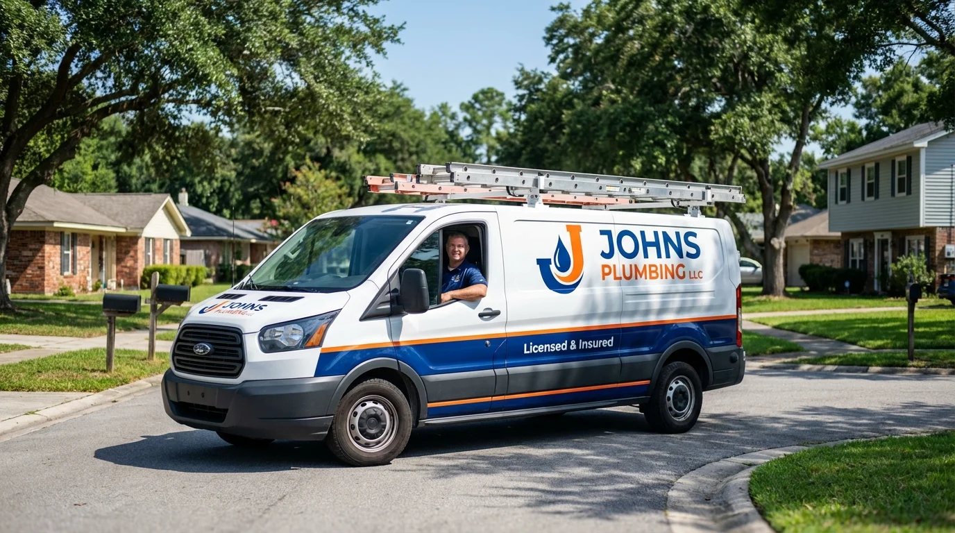 Johns Plumbing LLC service van in Tillamook, OR