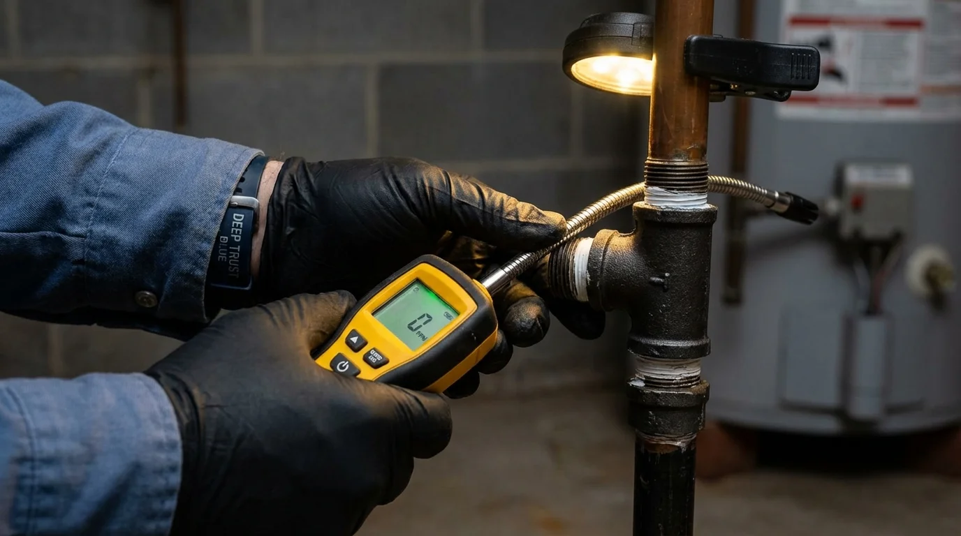 Gas leak detection with electronic sniffer by Johns Plumbing LLC in Tillamook