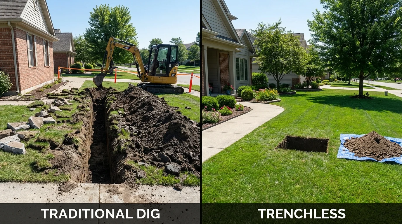 Trenchless sewer repair with minimal yard damage versus traditional excavation in Tillamook, OR
